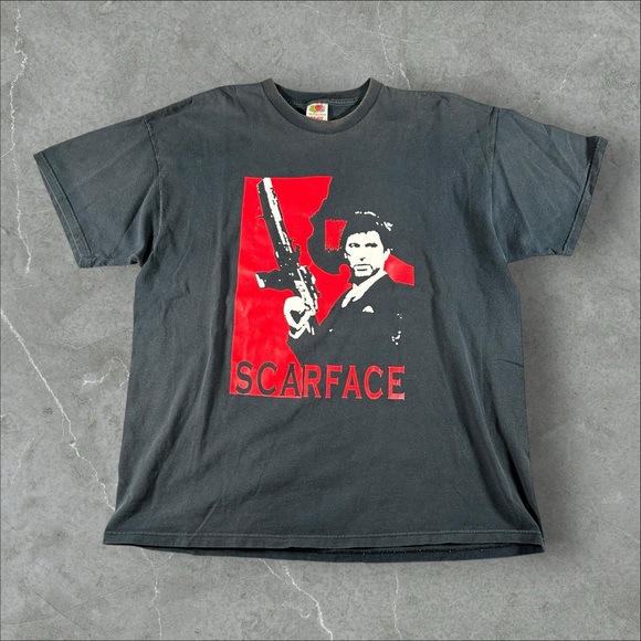 Vintage Scarface Shirt Mens Small‎ Black 2XL Black Red Movie Promo Bad Guys Mob - Picture 1 of 8